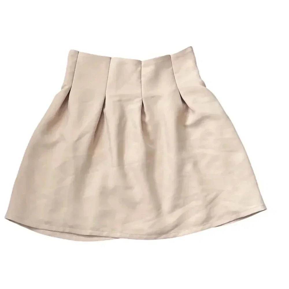 Tobi Women's Pleated Mini Skirt XS Beige Zip Closure